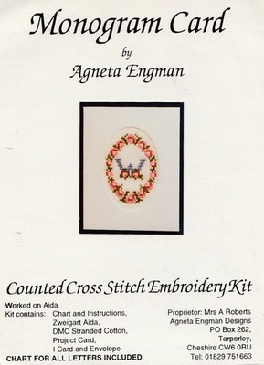Kreuzstich Kartenset - Monogramm Buchstabe Initiale - 16 Stück mit Karte & Umschlag