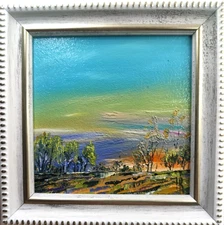 Original oil painting  Magic Forest Abstract Painting 4x4in framed Impasto Art