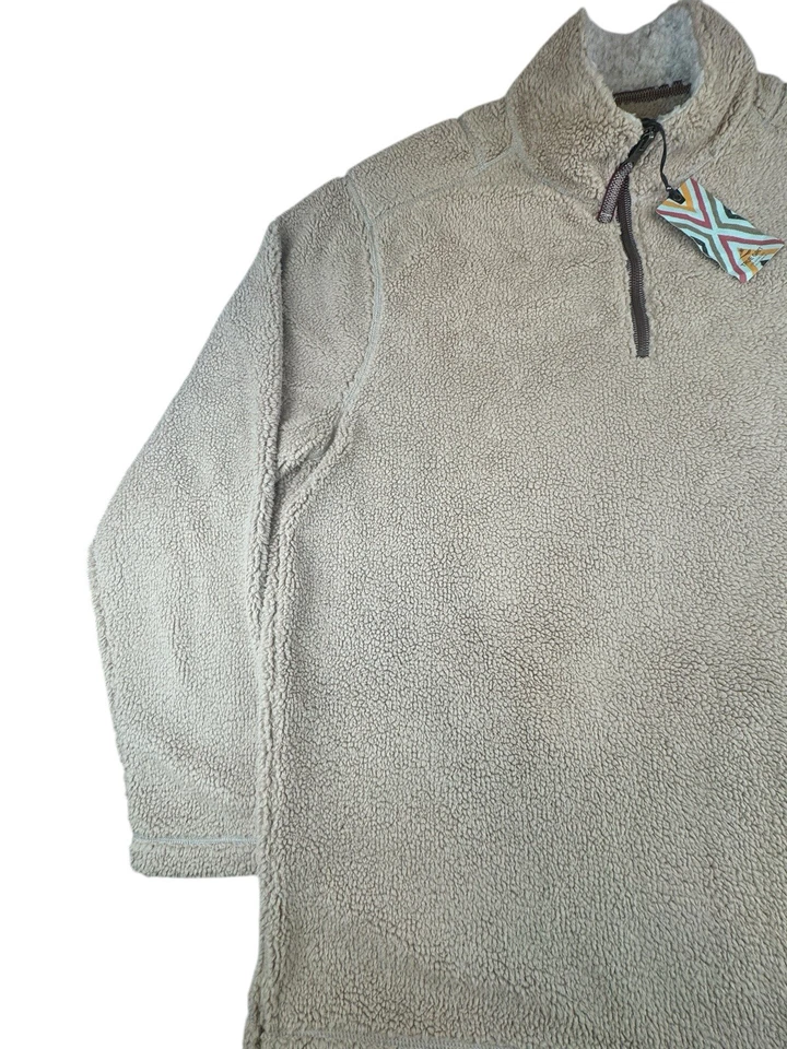 NWT - True Grit Men's Hearth & Soul Suede Sherpa 1/4 Zip Pullover Resin Soft - Image 4 of 4