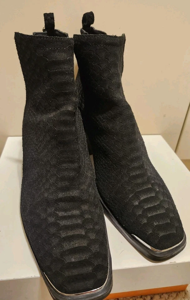 Jeffrey Campbell "Cromwell" Negro Serpiente Gamuza Repujado Botines Talla 8 Ret. $190 Foto 4 de 4