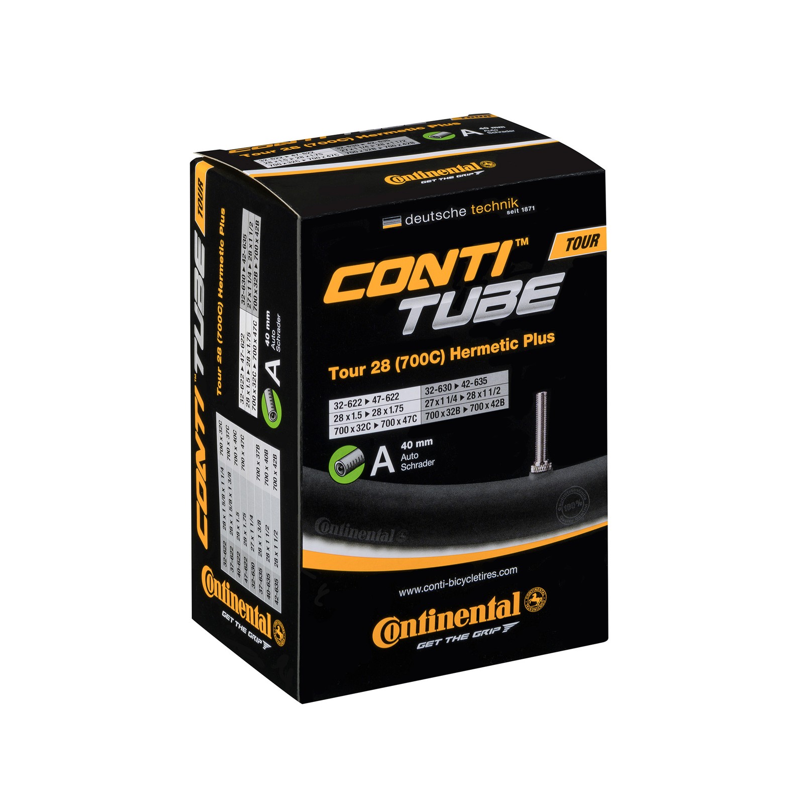 Continental Tour Tube Hermetic Plus Schrader 40Mm Valve Black 26X130-175 3290₽