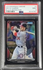 2013 Bowman Chrome 1 Bryce Harper Black Refractor PSA 9 Mint #d 08/15 Pop 2