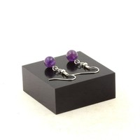 Ohrringe Mit 1 Amethyst Perle 8 Mm Aus Edelstahl. Hergestellt In Frankreich
