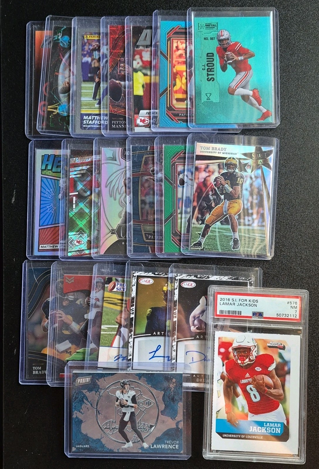 NFL 20 Card Lot Mahomes Brady Trevor Lawrence /10 Lamar Jackson PSA 7 Autos view 12