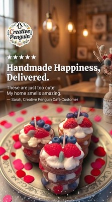 Creative Penguin Café Layered Berry Petite Cake Candle Set Handmade (1pc)