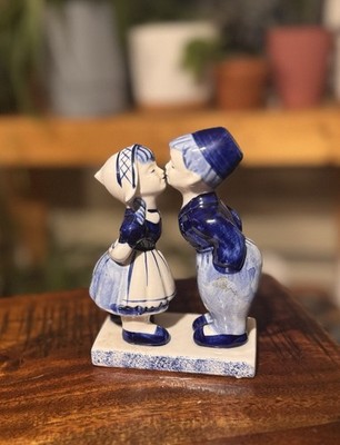 Vintage Dutchware Delft Blue Hand Painted Holand kissing Figurines Hand Painted