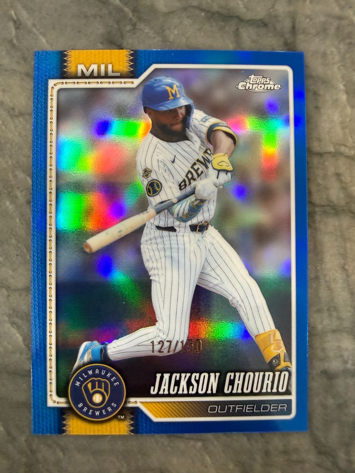 2026 Topps Chrome Jackson Chourio True Blue Refractor 127/150