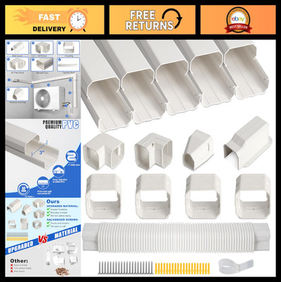 10 Ft Mini Split Line Set Cover Kit - Flexible Duct, DIY Paintable for AC & HVAC