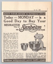 Vintage 1931 Sunbeam Mixmaster Appliance Ad Chicago Flexible Shaft Ephemera Vintage 1931 Sunbeam Mixmaster Appliance Ad Chicago Flexible Shaft Ephemera