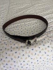 Prada Mens Black Saffiano Leather Dress Belt Silver Buckle Size 32 / 80 READ