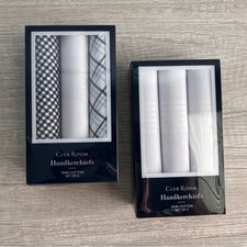 Club Room Men's 3pc. Cotton Handkerchiefs White  Blue