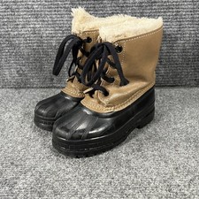 Sorel Boots Kids Size 12 Brown Leather Waterproof Snow Winter Fur Lined