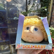 Fibre-Craft Doll Baby 3110 4.5in Doll Head Curly Blonde Hair Blue Eyes