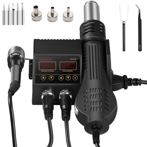 8586D 110V Soldering Station, 2 in 1 Digital Display Rework Station SMD Hot A...