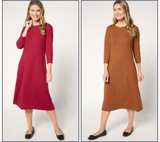 Denim & Co. Women's Dress Sz XL Tall Essentials Heavenly Jersey Brown A673520