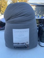 Full/Queen Heavyweight Linen Blend Comforter  Sham Set Dark Gray - Casaluna NEW