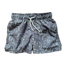 Cat Jack XS 4/5 Boys Swim Shorts Gray Floral Elastic Waist UV-Protection