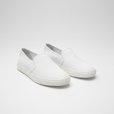 Vince Women's Blair Perforated White Leather Slip-On Sneakers Size 5.5