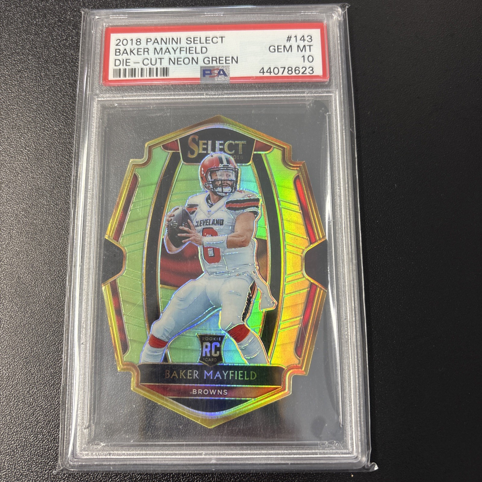 Baker Mayfield Panini Select #143 Die-Cut Neon Green