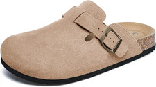 Women'S Suede Clogs Adjustable Buckle Slip on Footbed Home Clog Slippers