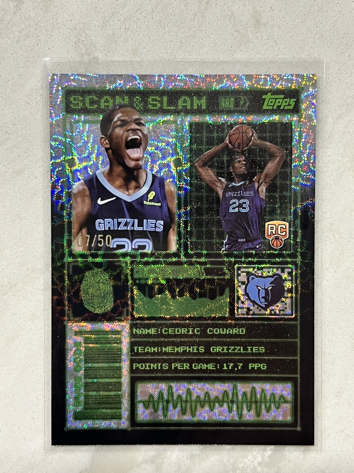 2025 Topps Target Cedric Coward Rookie RC Scan & Slam SS-07 /50 grizzlies