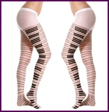 Women Sexy Piano Stockings Female Black White Thigh High Stocking Ultra Thin