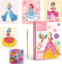 DIY Princess Art Craft Kit for Girl 4 Sheets Fabric Poking Drawing Stickers | Gr