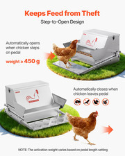 VEVOR 25 lb Automatic Chicken Feeder - Treadle-Operated, Weatherproof