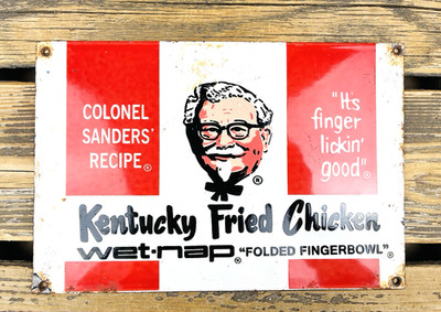 VINTAGE 12x8'' KENTUCKY FRIED CHICKEN FAST FOOD SODA POP GAS PORCELAIN OIL SIGN