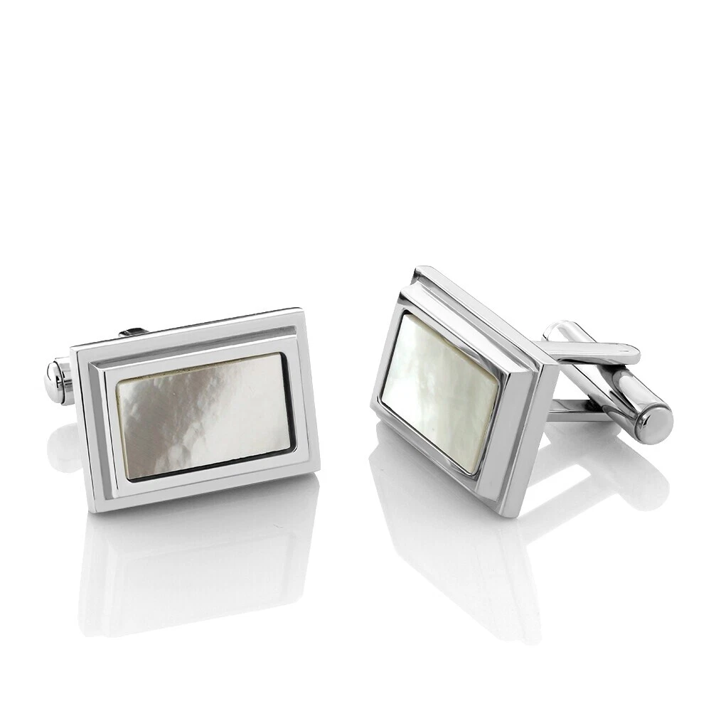 Leather Stainless Steel Cufflinks for Men