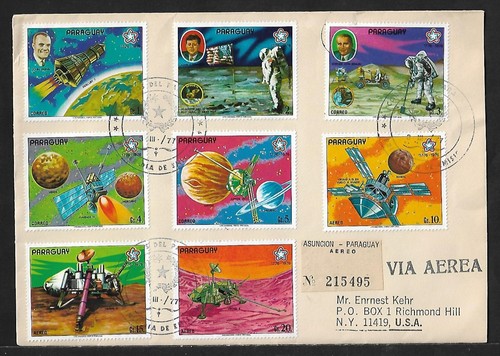 PARAGUAY FDC SPACE MULTIFRANKED COVER 1977 - 第 1/2 張圖片