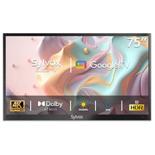 SYLVOX 75 In Outdoor TV Smart Google TV 4K 1000nit Dolby Atmos IP55 Waterproof