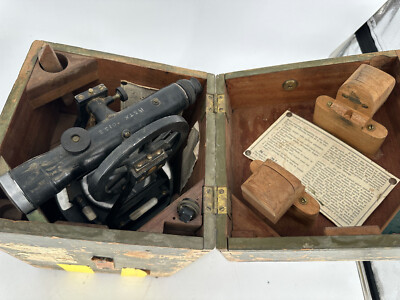 Vtg Antique Gurley Survey Transit Engineering Level w/ Wood Case 433014 (1943)