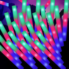 100 PCS LED Foam Sticks Bulk Foam Glow Sticks with 3 Modes Colorful Flashing