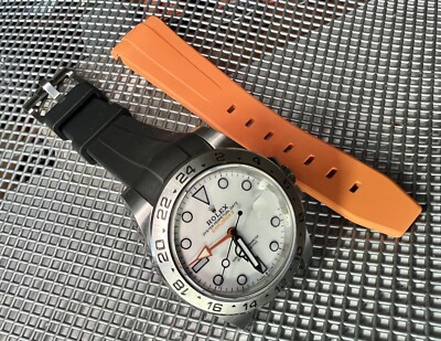 21mm BLACK & ORANGE Caoutchouc Vulcanized rubber Strap 42mm ROLEX