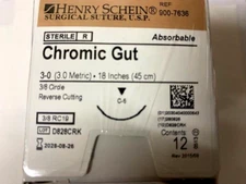 Henry Schein Dental 3-0 Chromic Gut suture C6  18"  same as Look 525B