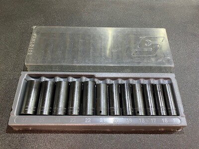 Snap On 1/2'' Antrieb metrisch Deep Impact 12 Punkt Steckschlüsselsatz 12 Stück 15-27 mm