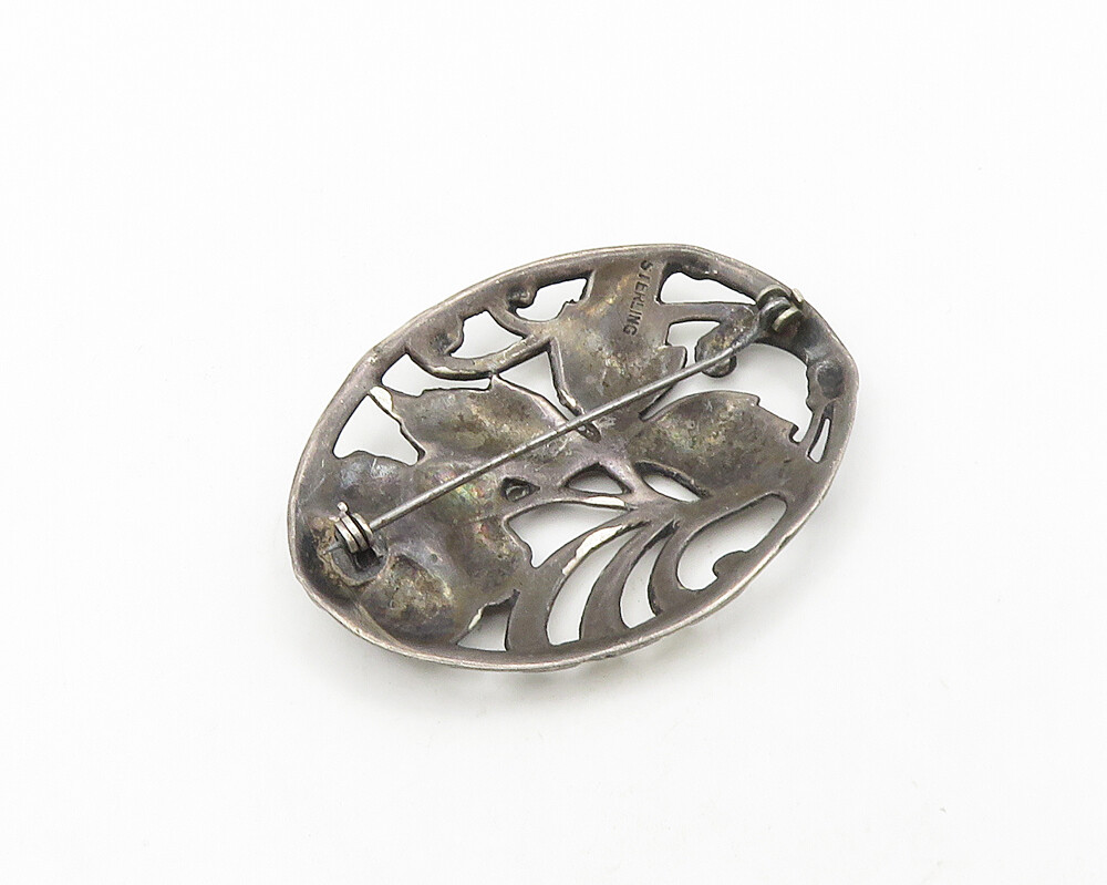 【ご希望のコメは別ページへ】antique motif * 925 Sterling Silver Vintage Antique Blooming Flower Motif Brooch