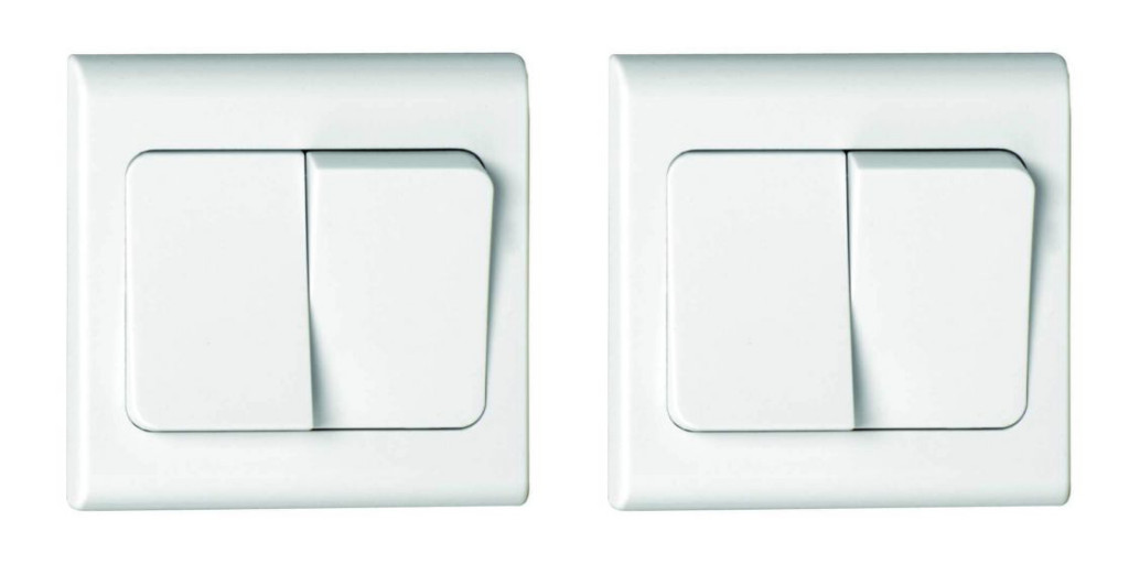 2 x Deta S1346 Wide Rocker Light Switches 2 Gang 2 Way SP 10 Amp