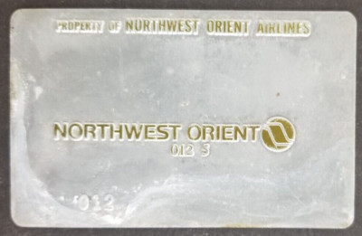 Vintage Northwest Orient Airlines Airplane Metal Sample Proof Charge Card