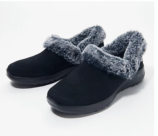 SAOLA SCARPE PANTOFOLE SKECHERS DONNA SUOLA RIGIDA COMODE nere finte FuR impermeabili 5 5 7 5