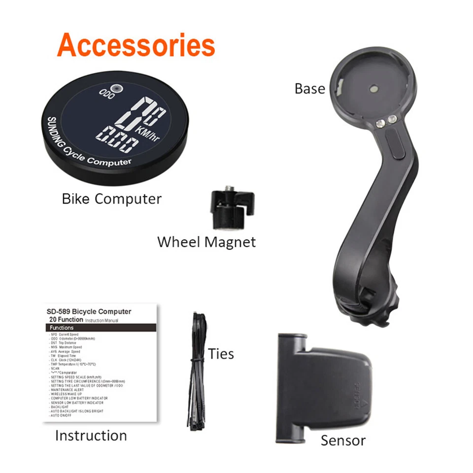Sunding Wireless Bicycle Computer Waterproof Outdoor Bike Speedometer Odometer - Image 3 of 4