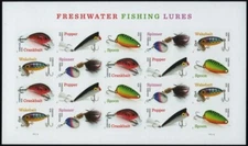 US #5961a-5a Freshwater Fishing Lures Imperf Sheet Pane of 20 NDC