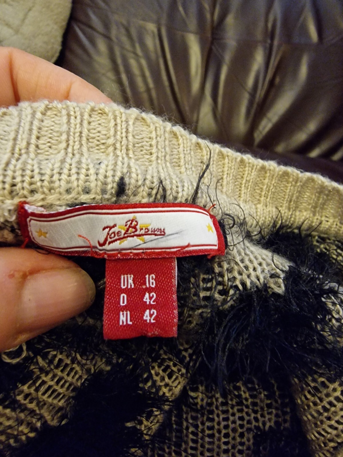 Joe Browns Stunning Winter Warm Black & Cream Fluffy Jumper Size 16 UK