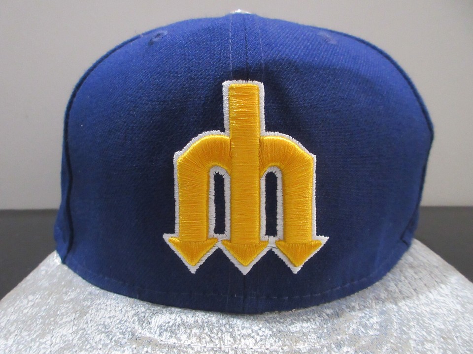 Seattle Mariners Hat Cap Fitted Mens 7 1/8 Blue Yellow MLB Baseball