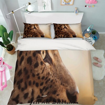 3D Cheetah Head Eye Yellow Quilt Cover Set Bedding Sets Pillowcases 64