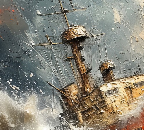 Sea Fury, Oil Print, Nautical Ship Painting In A Storm, 5"x7" on Matte Paper - Picture 3 of 5