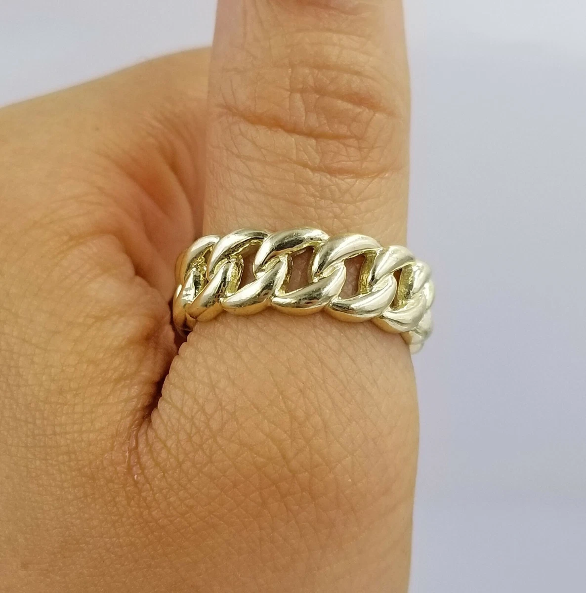 REAL 10K Yellow Gold Miami Cuban Ring Band Style Sizable Rings Men
