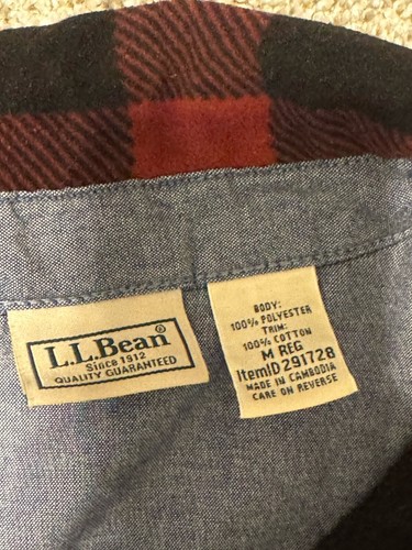 L.L. Bean Men's Long Sleeve Flannel Button Up Shirt Red Black Plaid Size M - Picture 7 of 9