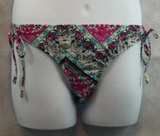 Bar III Women's Side Tie Bikini Bottom Swimsuit, Pink Multi, XL